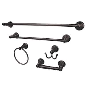 3pc Traditional Solid Brass Oil Rubbed Bronze Double Towel Bar Bath  Accessory Set - Kingston Brass