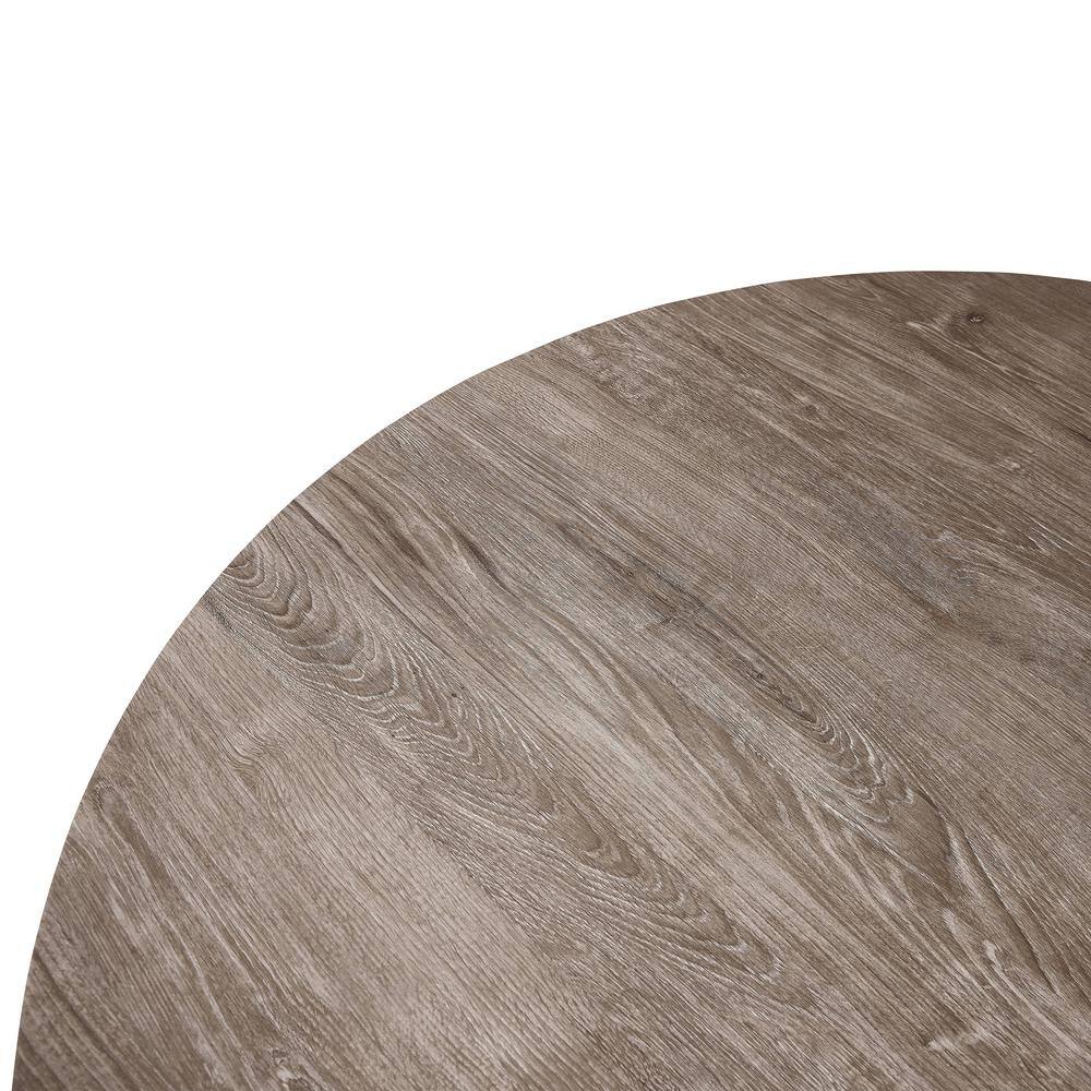 47" Round Weathered Oak Dining Table with Metal Legs