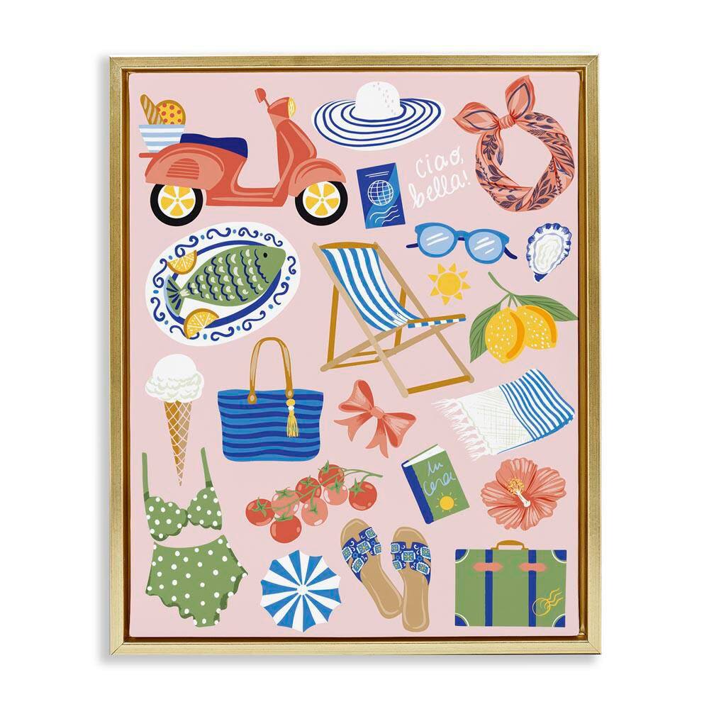 Mediterranean Coast Necessities by Arrolynn Weiderhold Gold Floater Frame Coastal Graphic Art Print 31 in. x 25 in. price history on PriceWatchPro