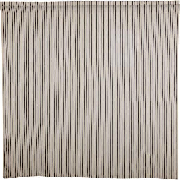 Kaila 72 in Navy Creme Ticking Stripe Shower Curtain