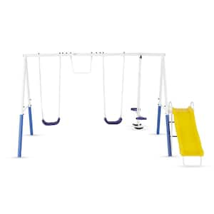 Blue Ridge Play Outdoor Backyard Playset Kids Swing Set with Slide