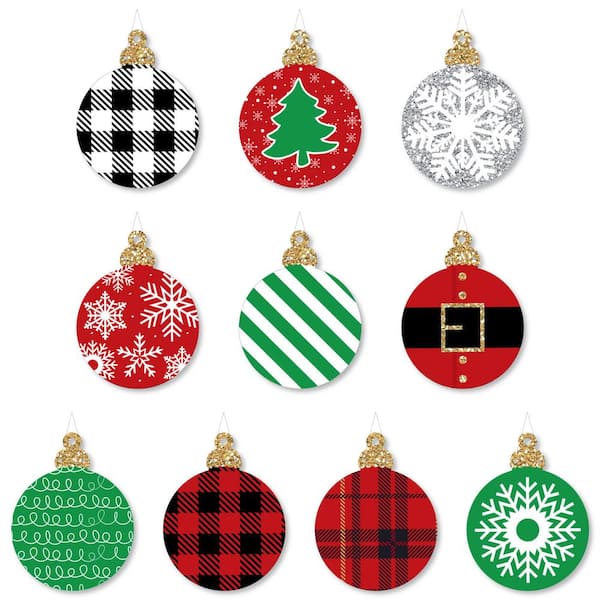 Big Dot of Happiness Hanging Black, Red and Green Ornaments ...