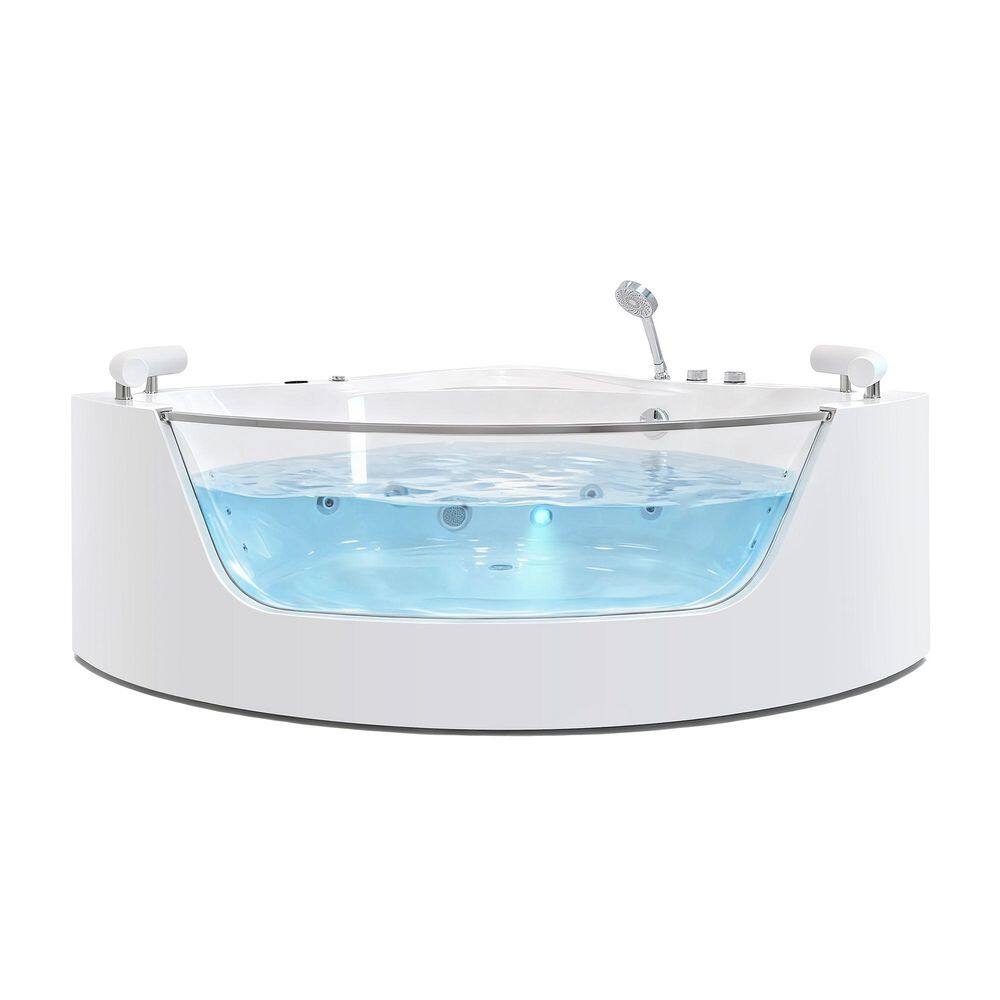 LIVACA 59.06 in. x 59.06 in. Corner Whirlpool Bathtub with 16-Jet