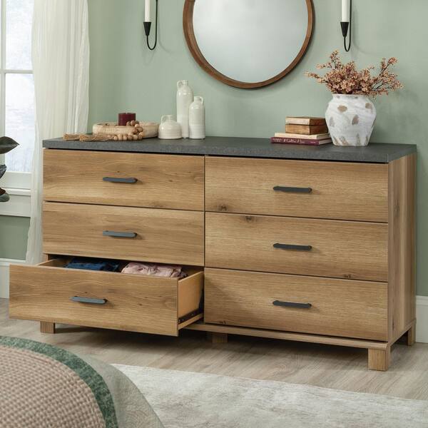SAUDER Rosedale Ranch Timber Oak 6 Drawer 58.425 in. Dresser 434919