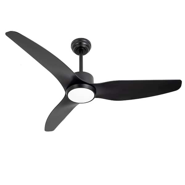 raccroc 52 in. LED Indoor Outdoor Black ABS Finish Ceiling Fan with 1-Light and Remote Control