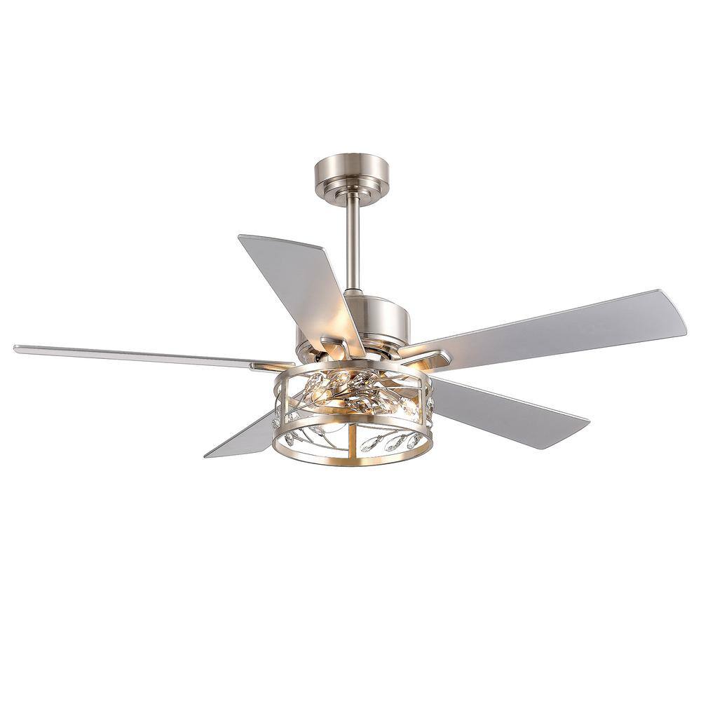 Fiorenzo 52 in. Indoor Satin Nickel Ceiling Fan with Light Kit and Remote  Control ZY230INC40-SN The Home Depot