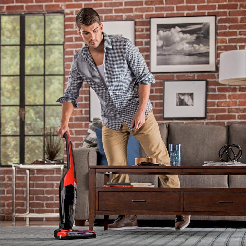 Red Cordless Bagless Stick Vacuum for Pets with Plastic Handle