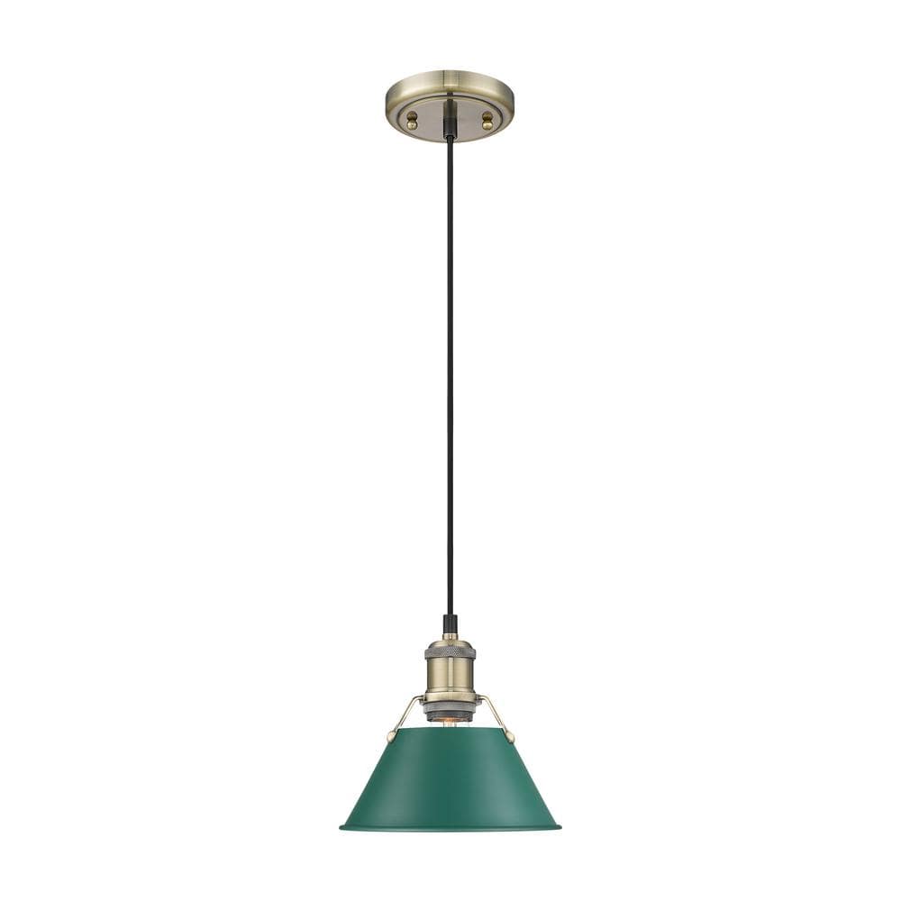 Orwell 100-Watt 1-Light Aged Brass Shaded Pendant Light with Metal Shade, No Bulbs Included price history on PriceWatchPro