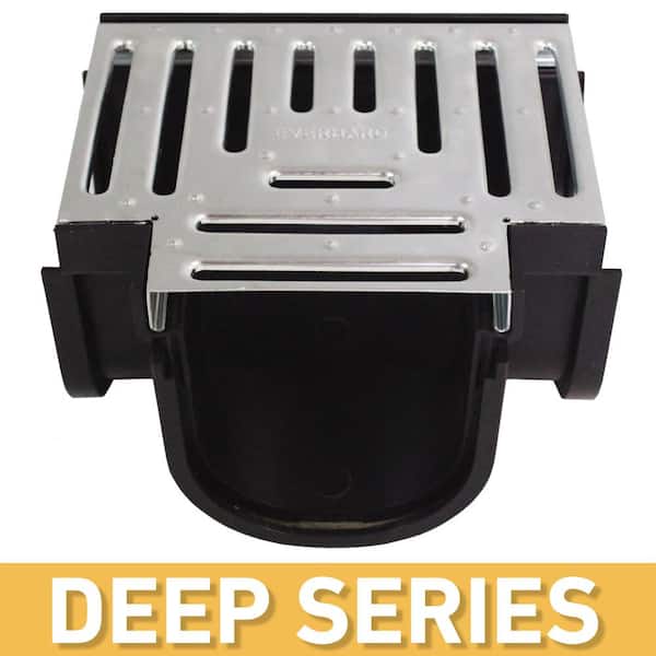 U.S. TRENCH DRAIN Deep Series Tee for 5.4 in. Trench and Channel Drain Systems w/ Galvanized Steel Grate