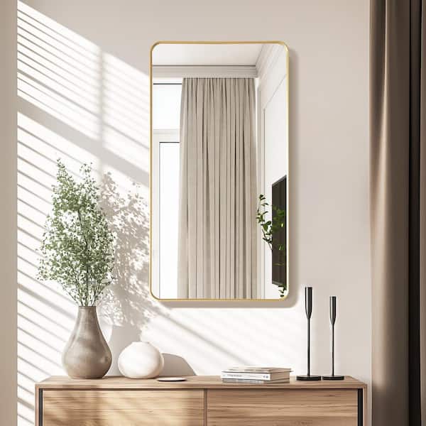 Mutriku 24 in. W x 45 in. H Rectangle Aluminum Framed Wall Bathroom Vanity Mirror in Gold