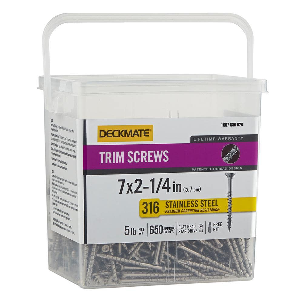Marine Grade Stainless Steel #7 X 2-1/4 in.Wood Trim Screw 5lb (Approximately 650 Pieces) price history on PriceWatchPro
