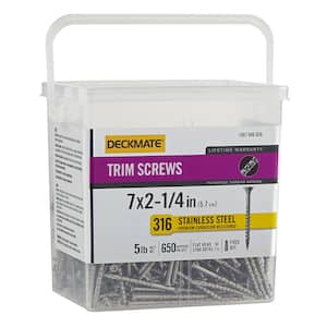 Marine Grade Stainless Steel #7 X 2-1/4 in.Wood Trim Screw 5lb (Approximately 650 Pieces)