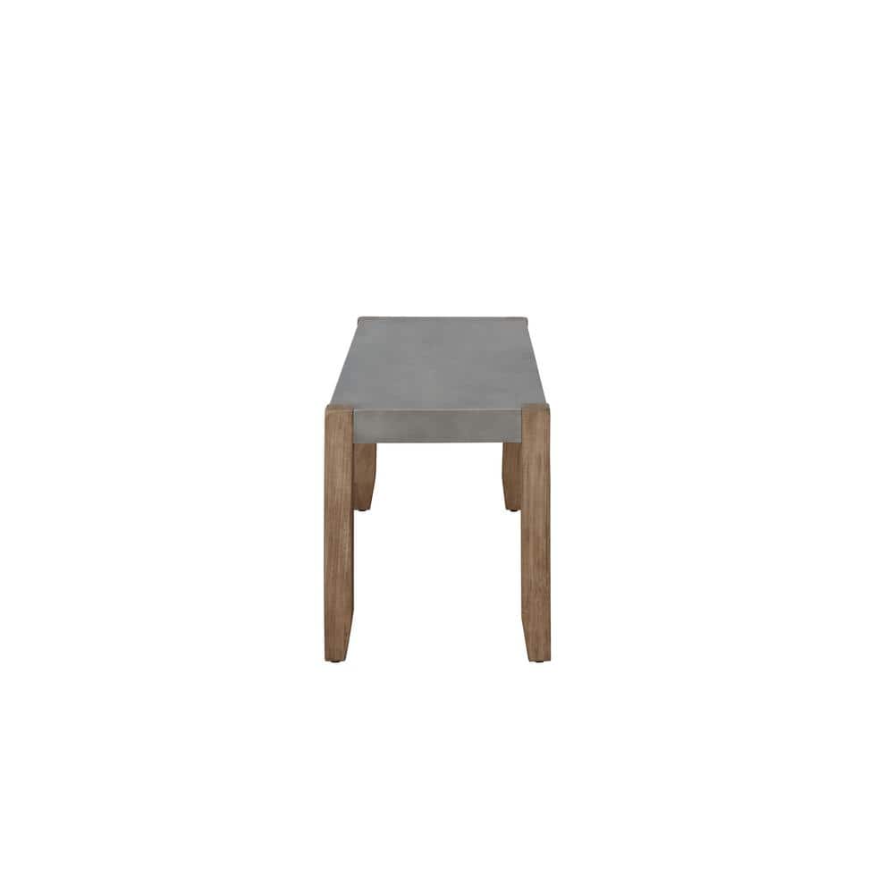 Newport 40" Faux Concrete and Wood Rustic Bench