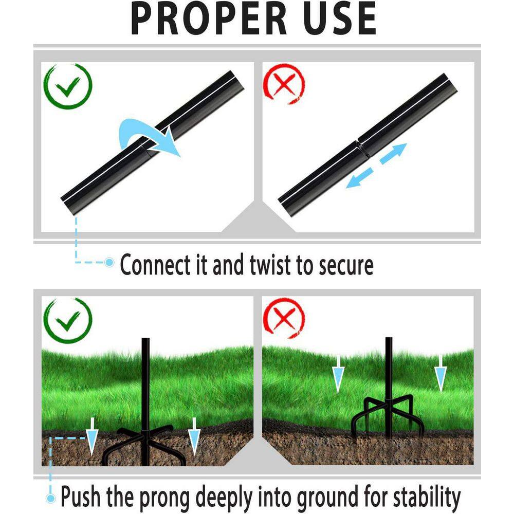 108-Inch Black Adjustable Metal Outdoor Shepherd Hooks (2-Pack)