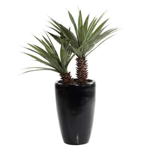 37 in. H Dracaena Artificial Plant with Realistic Leaves and Black Fiberglass Pot