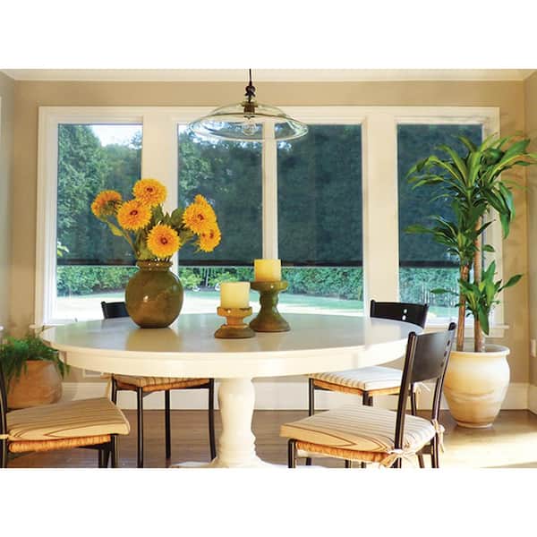 Bali Essentials Coral White Corded Light Filtering Motorized Vinyl Exterior  Roll Shade Left Motor White Cassette 144 in. W x 84 in. L 28612L - The Home  Depot