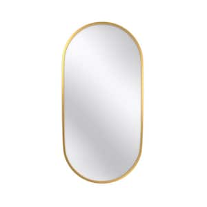 36 in. W. x 18 in. H Oval Framed Wall Bathroom Vanity Mirror in Gold