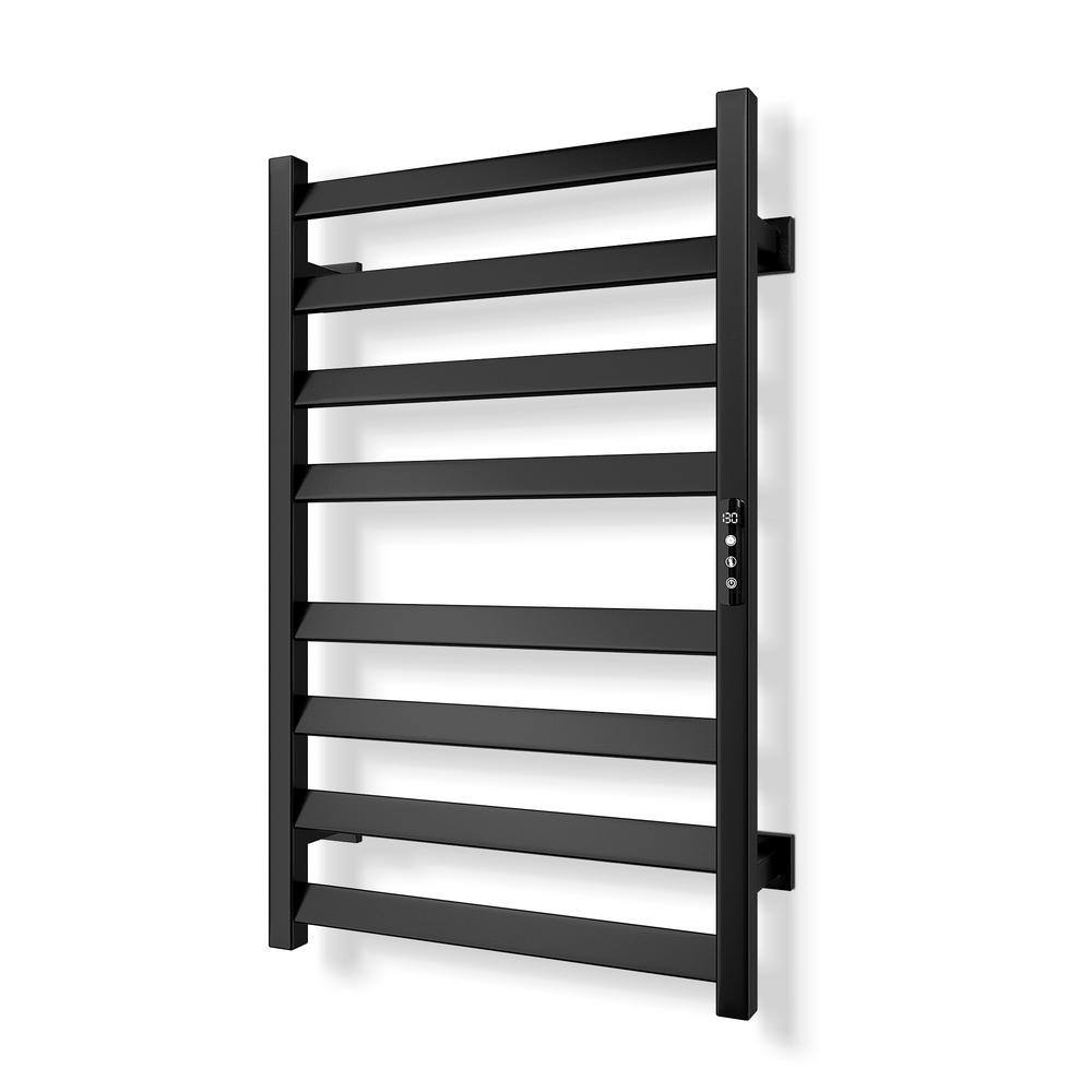 Electric Towel Warmer Wall Mount Heated Towel 8 Bars Plug in Hardwired Black AY1002BK - The Home Depot