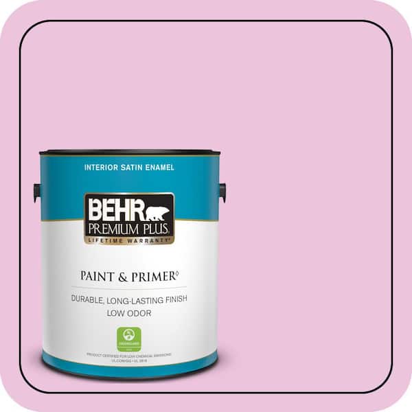 BEHR PREMIUM PLUS 1 gal. #680A-2 Sugar Sweet Satin Enamel Low Odor Interior Paint & Primer