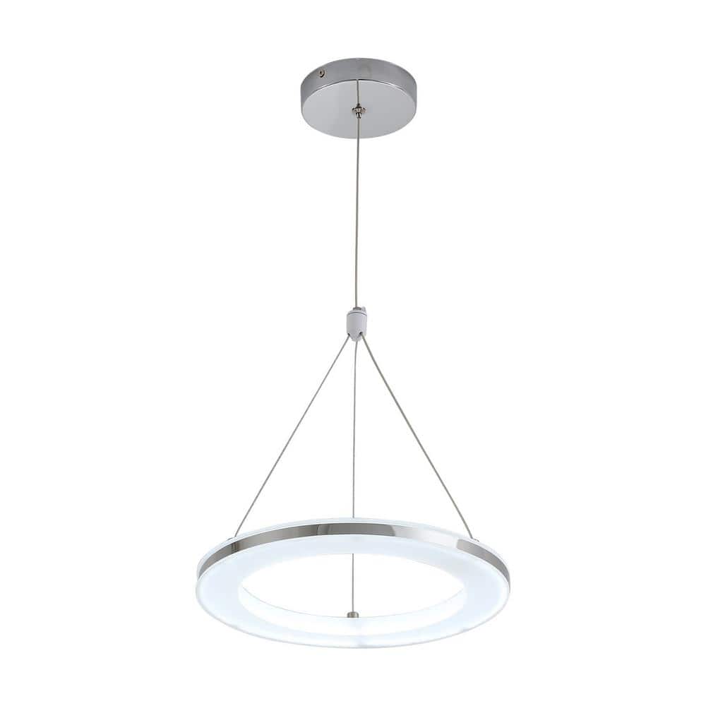 OUKANING 15Watt Modern Silver Ring Design Integrated LED Pendant with