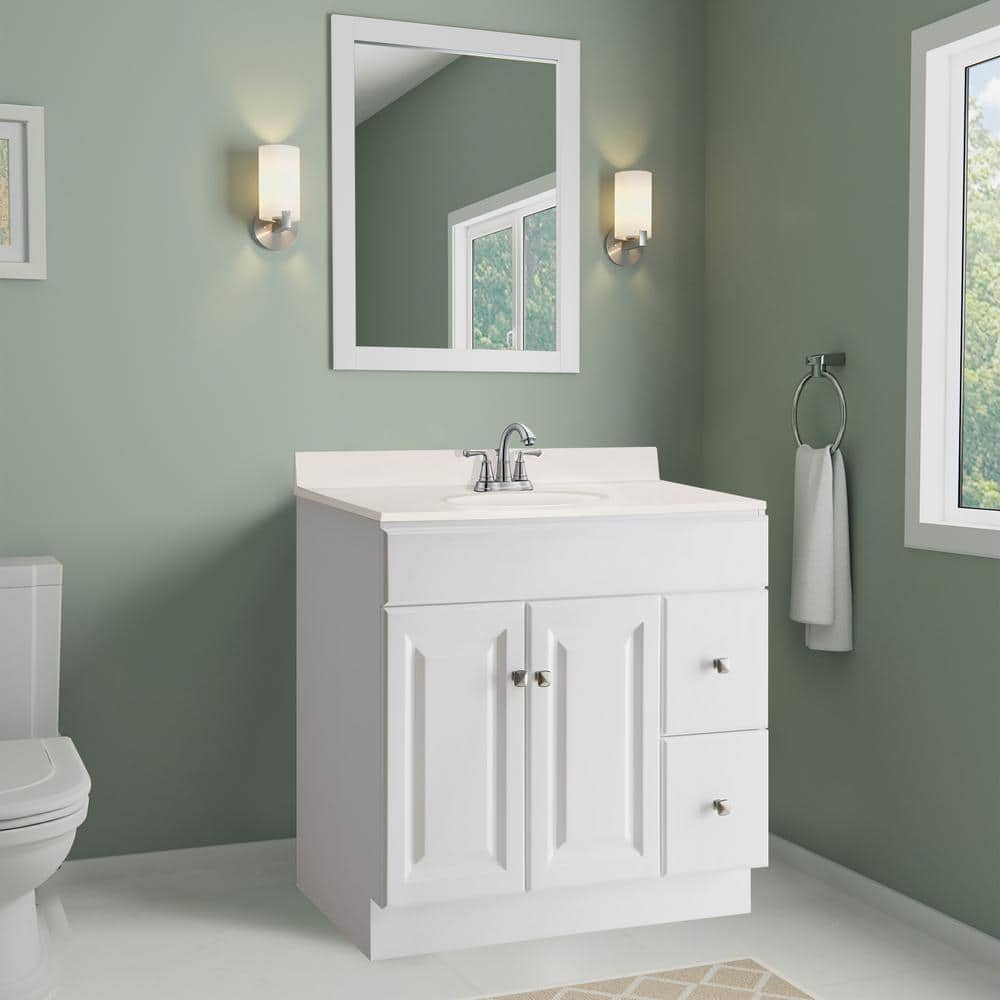 Ivory Swirl Cultured Marble Vanity Top with Backsplash, 31-Inch