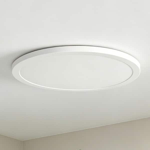15 in. 36-Watt White Round LED Flat Panel 3200 Lumens Slim Flush Mount Ceiling Light with 5-Color Temperature Options