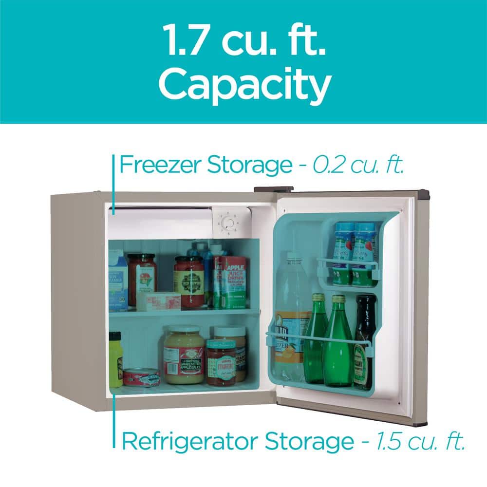 Compact 1.7 cu. ft. Silver Mini Fridge with Energy Star Certification