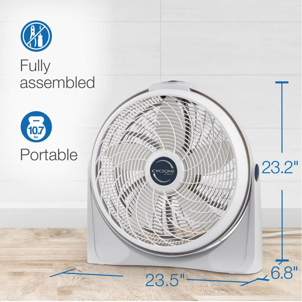 Buy Cyclone Power Circulator 20 In. 3 Speed White Floor Fan With ...