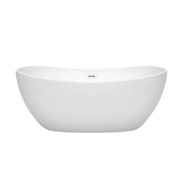 Rebecca 60 in. Acrylic Flatbottom Bathtub in White with Shiny White Trim Rebecca 60 in. Acrylic Flatbottom Bathtub in White with Shiny White Trim