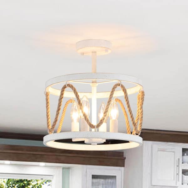 4-Light White Flushmount 4-Light White Flushmount