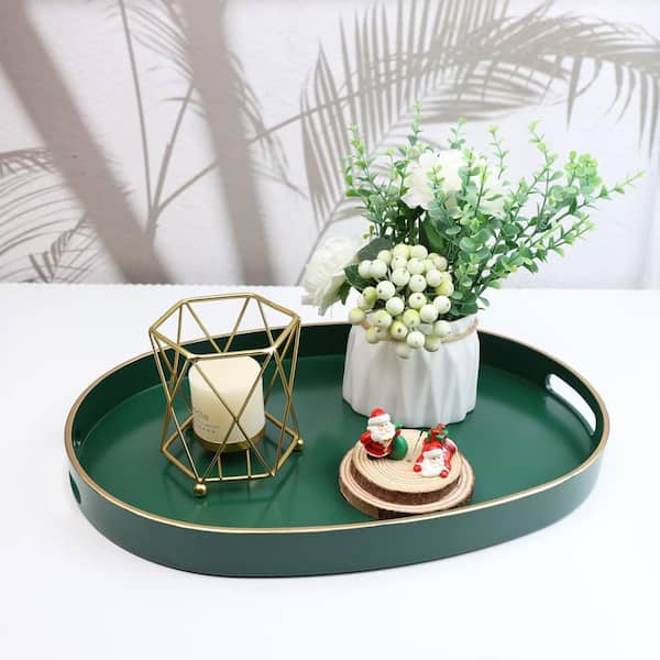 15.7 in. x 10.2 in. Dark Green Plastic Oval Tray - for Home