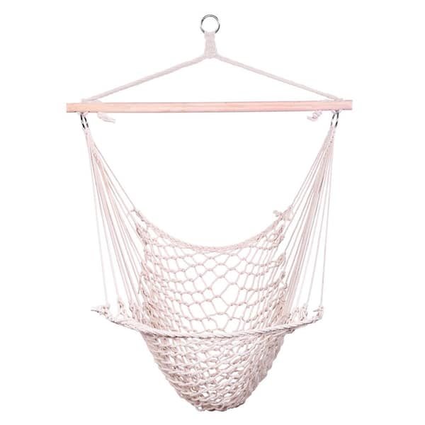 cenadinz 4 ft. Portable Cotton Hammock Outdoor Garden Cotton Hanging Rope Air/Sky Chair Swing Beige Hammocks 1-Piece
