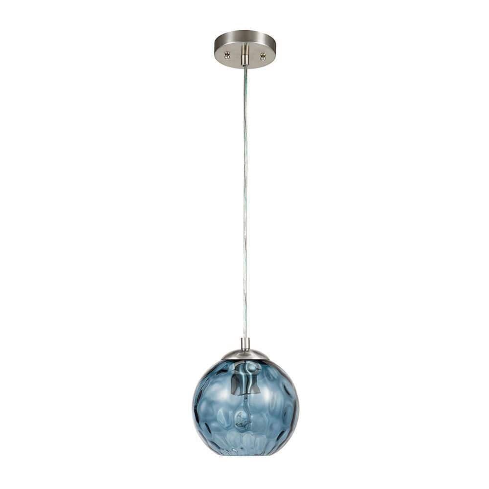 Cresswell 69 in. Hammered Blue Glass Pendant BM1537-01 - The Home Depot