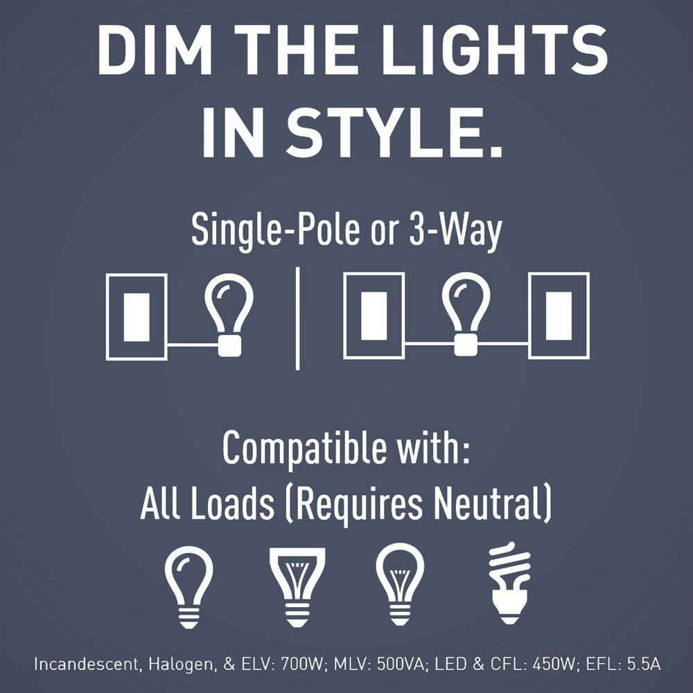 Legrand Multicolored Smart Slide Dimmer Switch with LED Locator