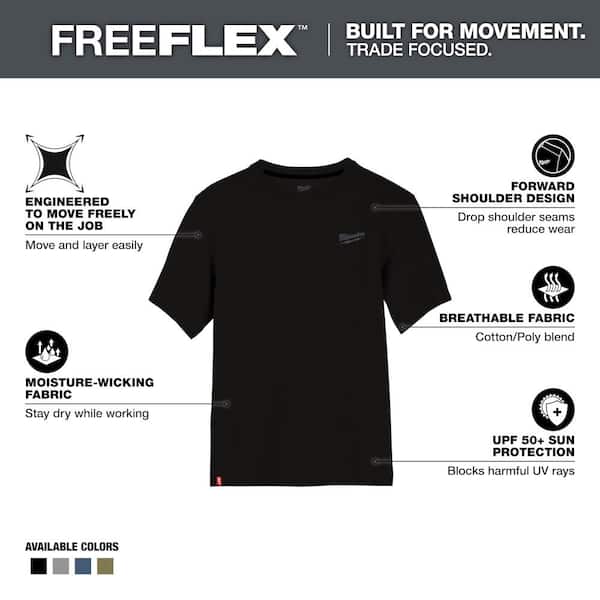 Men's Large Black Cotton/Polyester Short-Sleeve Hybrid Work T-Shirt