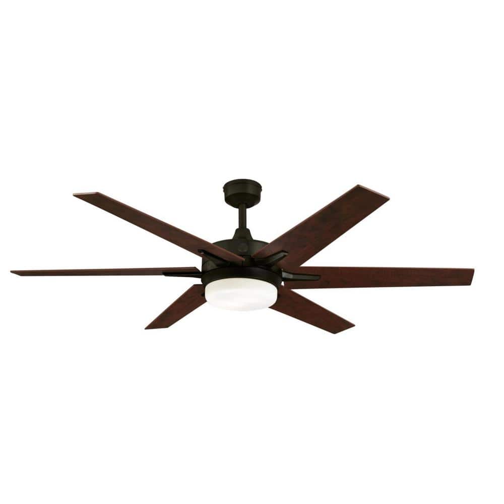 60'' Black-Bronze Ceiling Fan with LED Light Kit and Remote