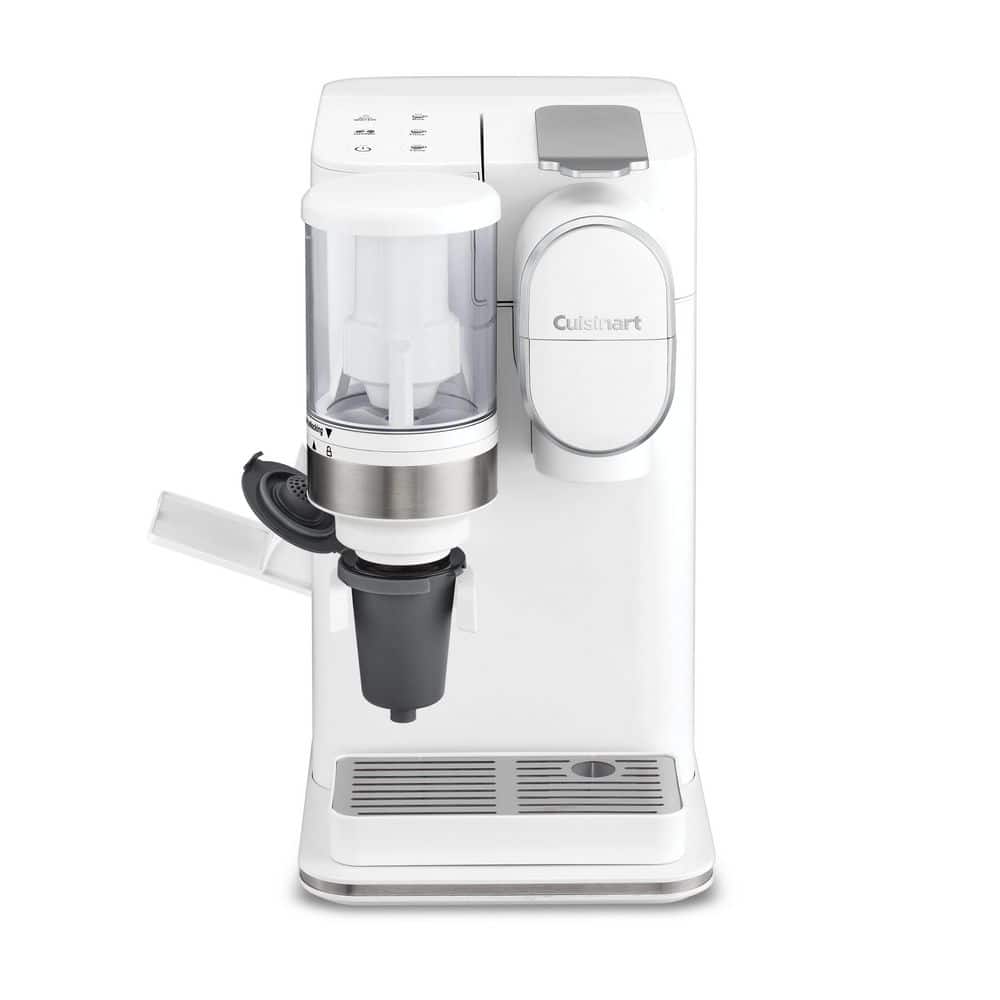 White Single-Serve Coffee Maker with Conical Burr Grinder