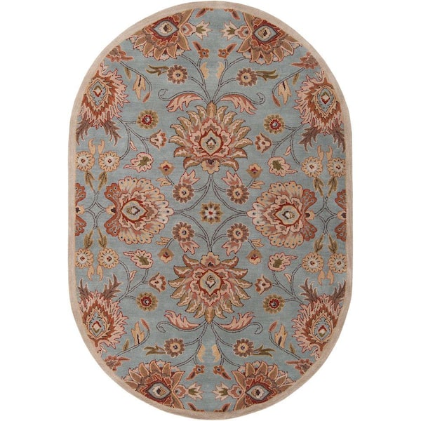 Livabliss Artes Sky Blue 6 ft. x 9 ft. Oval Area Rug