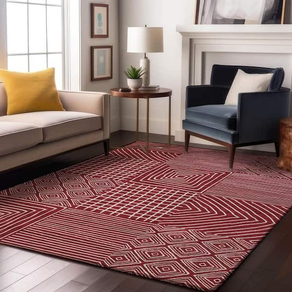 Mayfield Premium Machine Washable Abstract AMF1044 Garnet 5 ft. x 7 ft. 6 in. Area Rug