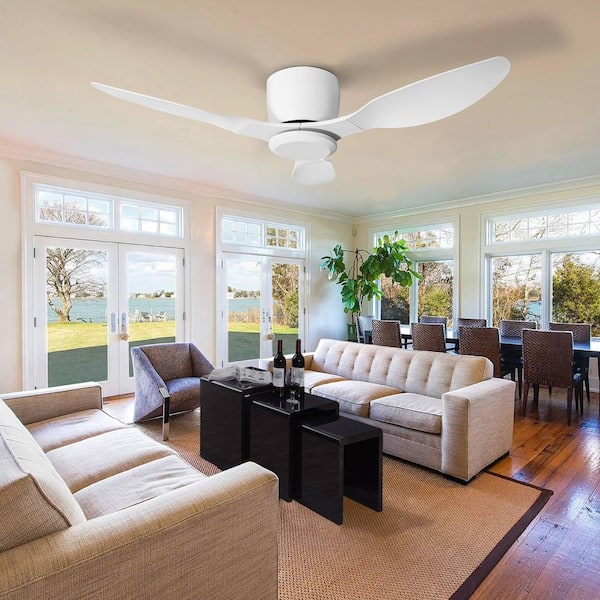 40 in. Smart Indoor Low Profile White Ceiling Fan for Bedroom or Living Room Dining Room Kitchen etc