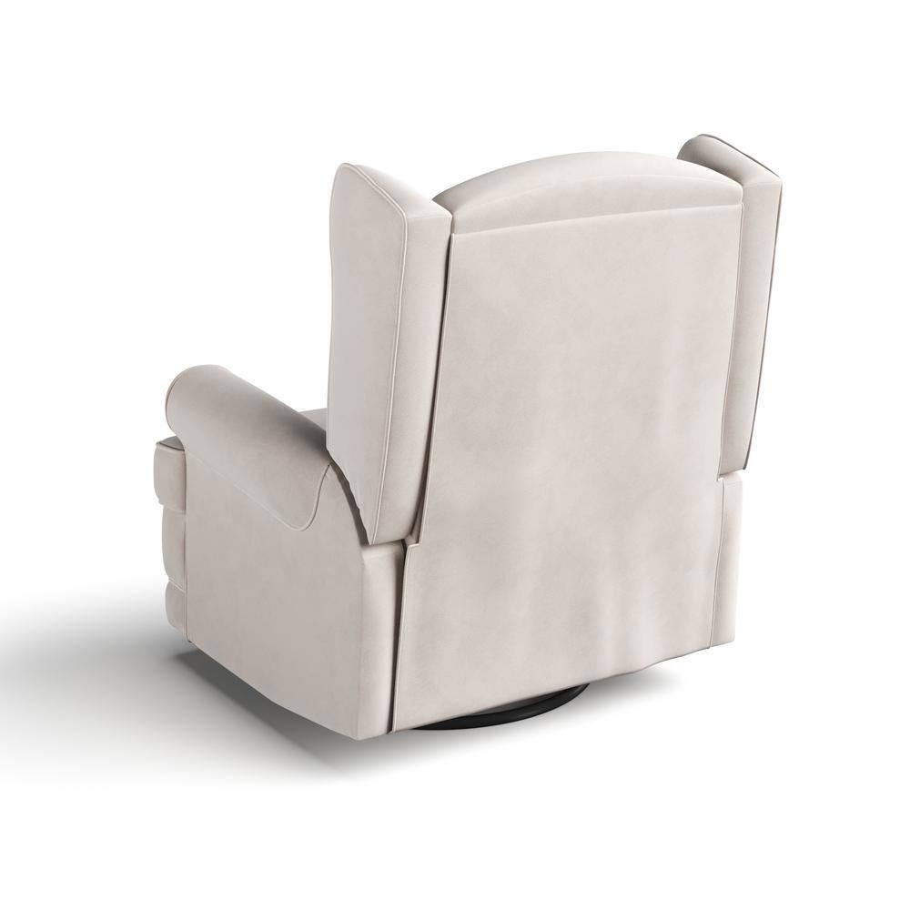 Ivory Swivel Recliner with Metal Base and USB Ports