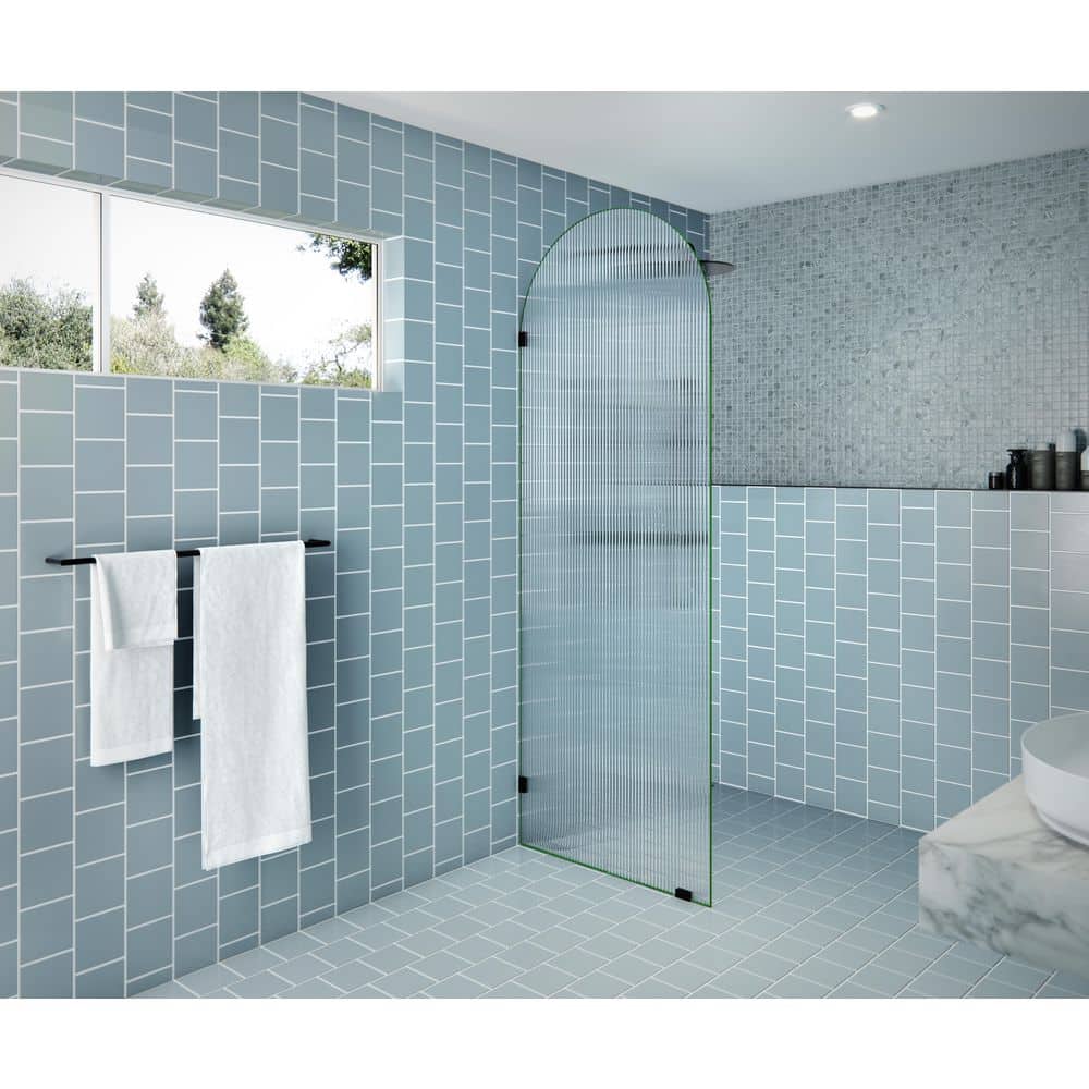 Maven 30 in. W x 86.75 in. H x 0.375 in. D Arched Fluted Single Fixed Panel Frameless Shower Door price history on PriceWatchPro
