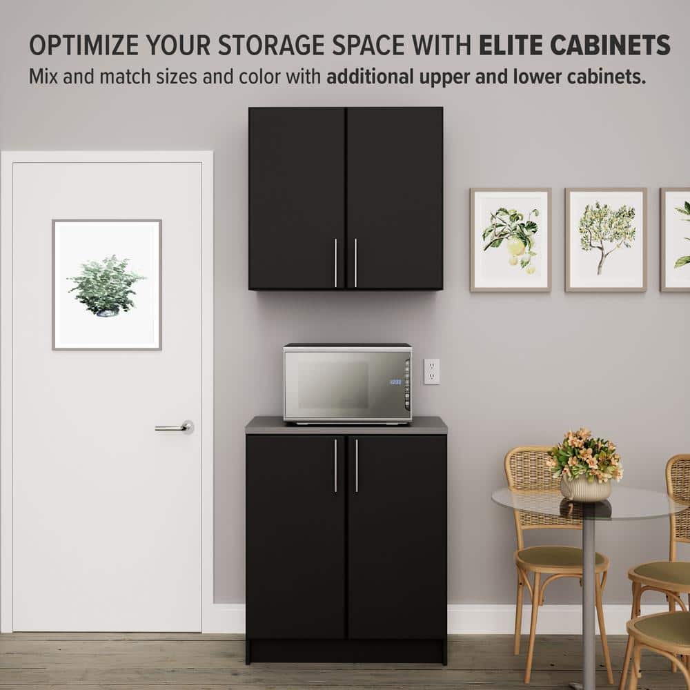 Black Adjustable Wall Mounted Storage Cabinet with Shelves