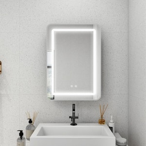 19-1/4 in. W x 27-9/16 in. H Rectangular Framed Anti-Fog Wall-Mounted LED Light Bathroom Vanity Mirror Medicine Cabinet