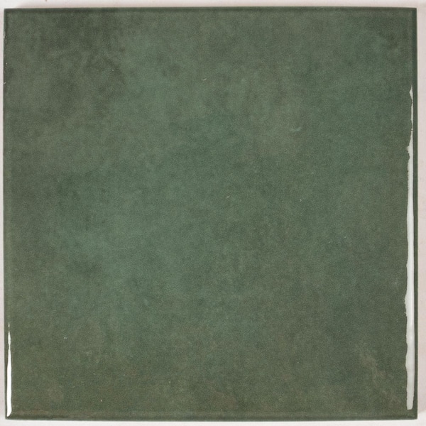Zahara 6 in. x 6 in. Glossy Moss Green Porcelain Zellige Square Tile (5.38 sq ft/case)-22 Pack
