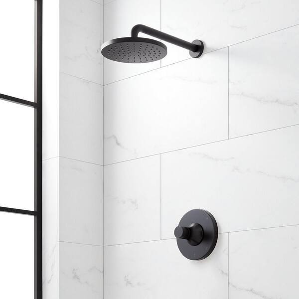 SIGNATURE HARDWARE Lentz Single Handle 1-Spray Shower Faucet 1.8 GPM with Pressure Balanced in. Matte Black