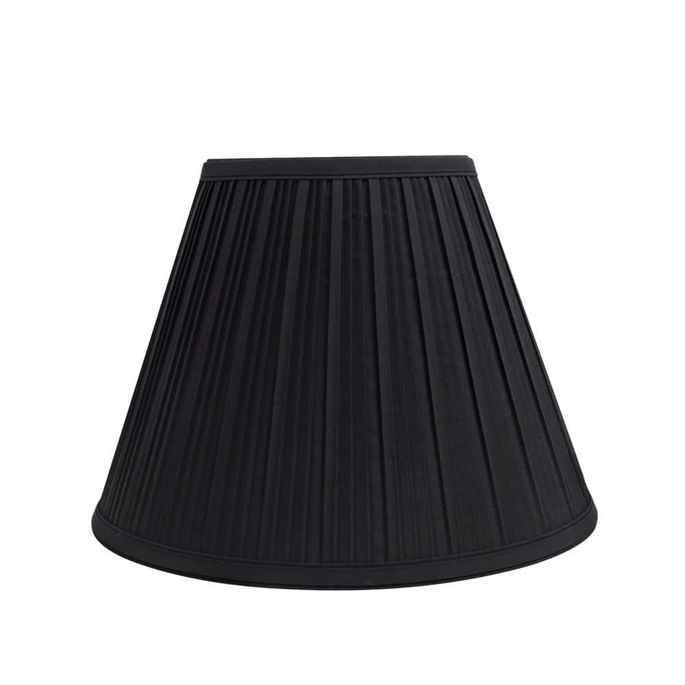 Black Pleated Tetoron Cotton Empire Lamp Shade, 10" Wide