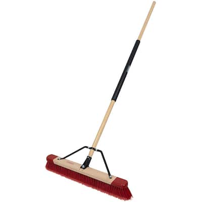24 in. Premium All-Purpose Hardwood/Steel Handle Push Broom for Dust and Gravel