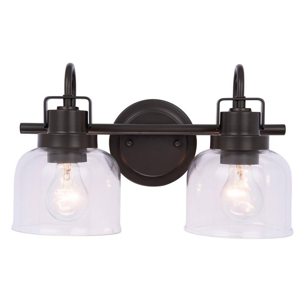 Brighton 15 in. 2-Light Black Bathroom Vanity Light with Clear Glass Shades price history on PriceWatchPro