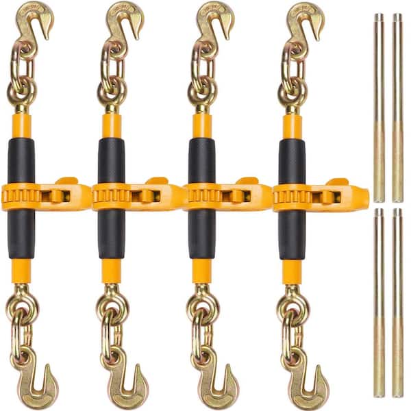 Ratchet Chain Binder,5/16 in.-3/8 in.Heavy Duty Load Binders,G80 Hooks 7,100 lb. Secure Load Limit,Anti-skid Handle,4 P
